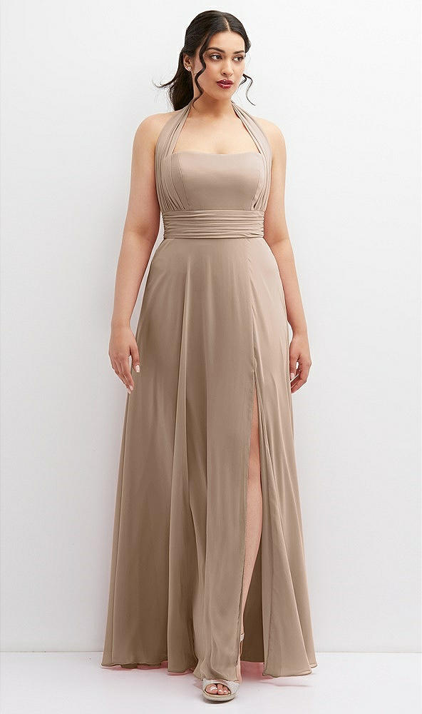Front View - Topaz Chiffon Convertible Maxi Dress with Multi-Way Tie Straps