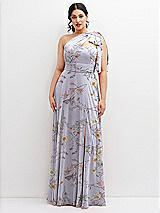 Alt View 1 Thumbnail - Butterfly Botanica Silver Dove Chiffon Convertible Maxi Dress with Multi-Way Tie Straps