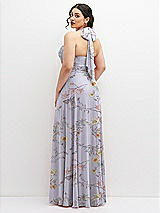 Rear View Thumbnail - Butterfly Botanica Silver Dove Chiffon Convertible Maxi Dress with Multi-Way Tie Straps