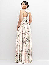 Rear View Thumbnail - Blush Garden Chiffon Convertible Maxi Dress with Multi-Way Tie Straps