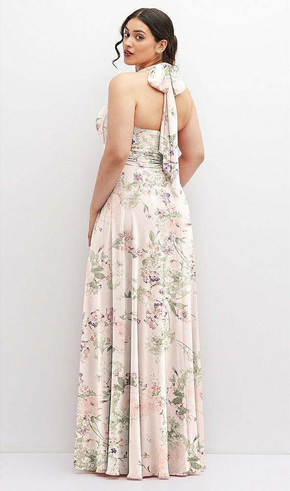 Back View - Blush Garden Chiffon Convertible Maxi Dress with Multi-Way Tie Straps