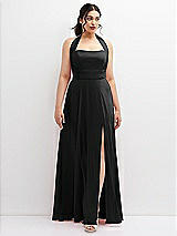 Front View Thumbnail - Black Chiffon Convertible Maxi Dress with Multi-Way Tie Straps