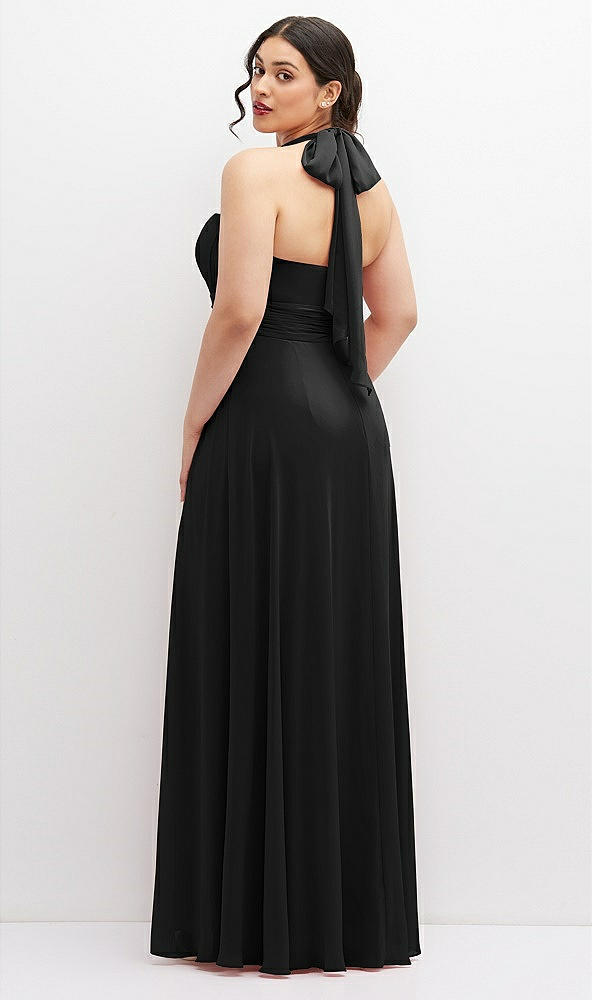 Back View - Black Chiffon Convertible Maxi Dress with Multi-Way Tie Straps