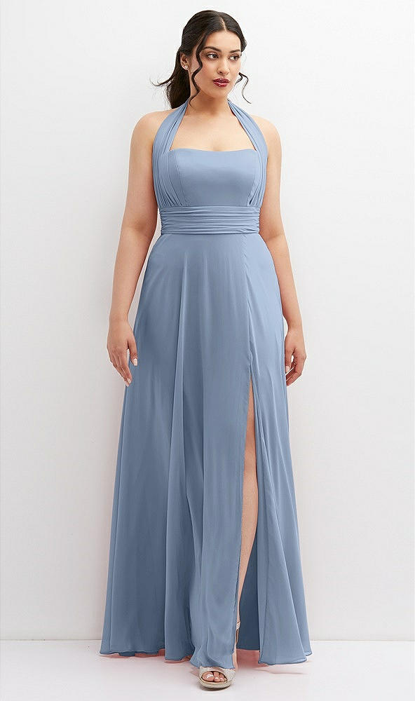 Front View - Cloudy Chiffon Convertible Maxi Dress with Multi-Way Tie Straps
