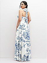 Rear View Thumbnail - Cottage Rose Dusk Blue Chiffon Convertible Maxi Dress with Multi-Way Tie Straps