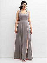 Front View Thumbnail - Cashmere Gray Chiffon Convertible Maxi Dress with Multi-Way Tie Straps