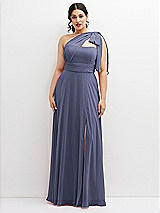 Alt View 1 Thumbnail - French Blue Chiffon Convertible Maxi Dress with Multi-Way Tie Straps