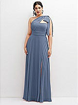 Alt View 1 Thumbnail - Larkspur Blue Chiffon Convertible Maxi Dress with Multi-Way Tie Straps