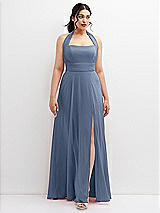 Front View Thumbnail - Larkspur Blue Chiffon Convertible Maxi Dress with Multi-Way Tie Straps