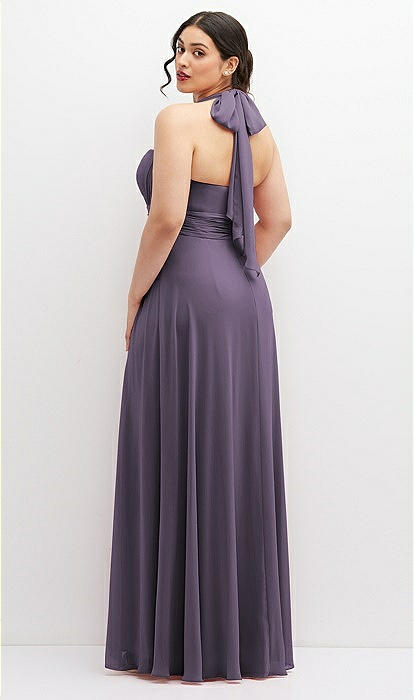 Chiffon Convertible Maxi Bridesmaid Dress With Multi-way Tie Straps In  Lavender