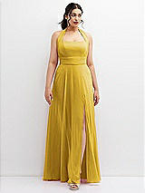 Front View Thumbnail - Marigold Chiffon Convertible Maxi Dress with Multi-Way Tie Straps