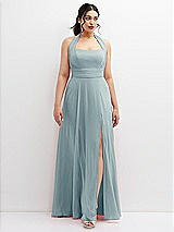 Front View Thumbnail - Morning Sky Chiffon Convertible Maxi Dress with Multi-Way Tie Straps