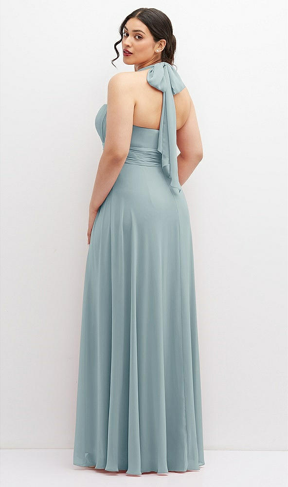 Back View - Morning Sky Chiffon Convertible Maxi Dress with Multi-Way Tie Straps