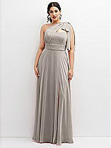 Alt View 1 Thumbnail - Taupe Chiffon Convertible Maxi Dress with Multi-Way Tie Straps
