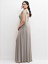 Alt View 2 Thumbnail - Taupe Chiffon Convertible Maxi Dress with Multi-Way Tie Straps