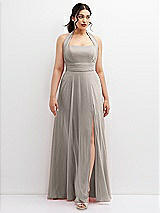 Front View Thumbnail - Taupe Chiffon Convertible Maxi Dress with Multi-Way Tie Straps