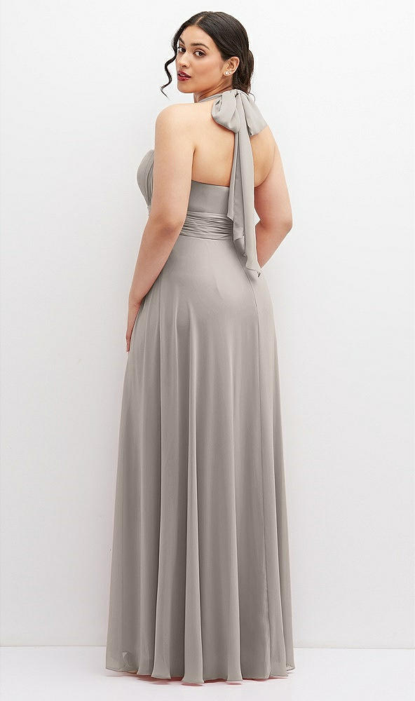 Back View - Taupe Chiffon Convertible Maxi Dress with Multi-Way Tie Straps