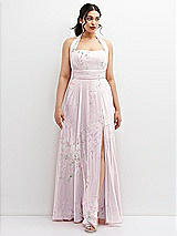 Front View Thumbnail - Watercolor Print Chiffon Convertible Maxi Dress with Multi-Way Tie Straps