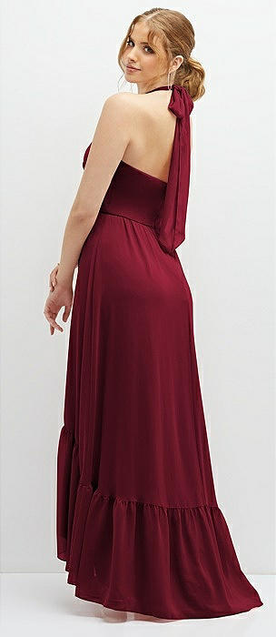 Burgundy halter maxi outlet dress