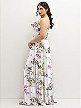 Side View Thumbnail - Butterfly Botanica Ivory Tiered Ruffle Neck Strapless Maxi Dress with Front Slit