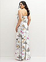 Rear View Thumbnail - Butterfly Botanica Ivory Tiered Ruffle Neck Strapless Maxi Dress with Front Slit