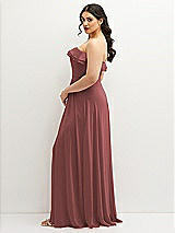 Side View Thumbnail - English Rose Tiered Ruffle Neck Strapless Maxi Dress with Front Slit