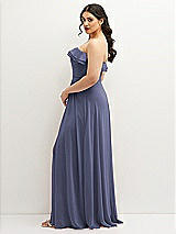Side View Thumbnail - French Blue Tiered Ruffle Neck Strapless Maxi Dress with Front Slit