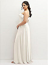 Side View Thumbnail - Ivory Tiered Ruffle Neck Strapless Maxi Dress with Front Slit