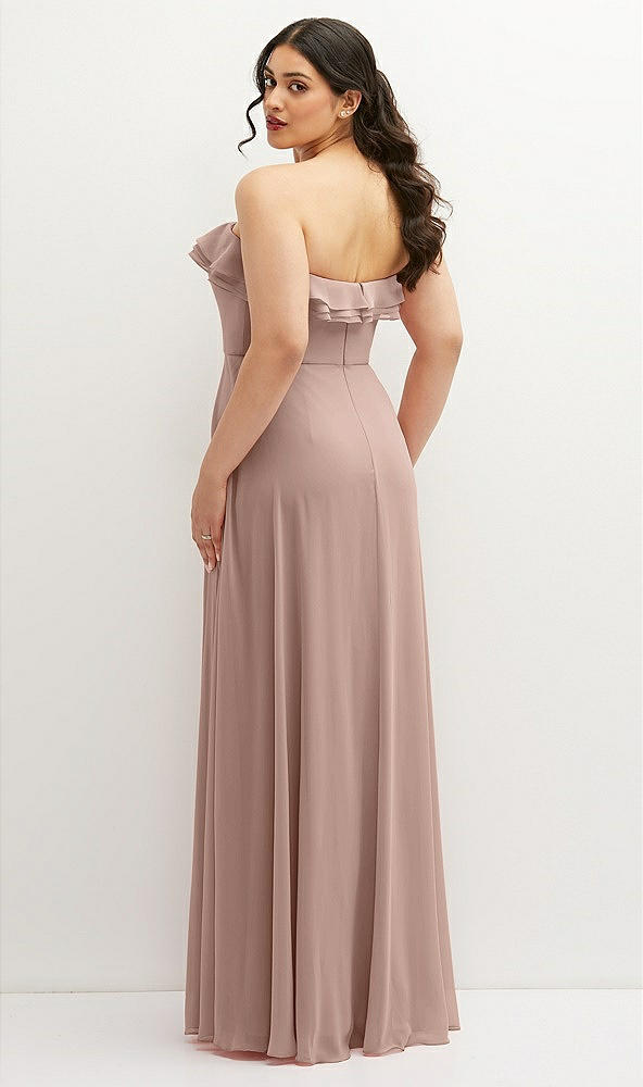 Back View - Neu Nude Tiered Ruffle Neck Strapless Maxi Dress with Front Slit