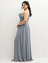 Side View Thumbnail - Platinum Tiered Ruffle Neck Strapless Maxi Dress with Front Slit