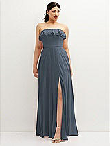 Front View Thumbnail - Silverstone Tiered Ruffle Neck Strapless Maxi Dress with Front Slit