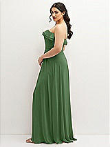 Side View Thumbnail - Vineyard Green Tiered Ruffle Neck Strapless Maxi Dress with Front Slit