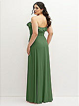 Rear View Thumbnail - Vineyard Green Tiered Ruffle Neck Strapless Maxi Dress with Front Slit