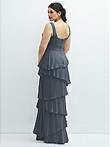Rear View Thumbnail - Silverstone Asymmetrical Tiered Ruffle Chiffon Maxi Dress with Square Neckline