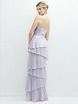 Rear View Thumbnail - Silver Dove Strapless Asymmetrical Tiered Ruffle Chiffon Maxi Dress