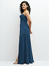 Alt View 2 Thumbnail - Dusk Blue Chiffon Corset Maxi Dress with Removable Off-the-Shoulder Swags
