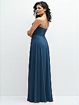 Alt View 3 Thumbnail - Dusk Blue Chiffon Corset Maxi Dress with Removable Off-the-Shoulder Swags