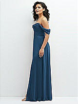Side View Thumbnail - Dusk Blue Chiffon Corset Maxi Dress with Removable Off-the-Shoulder Swags