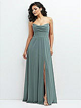 Alt View 1 Thumbnail - Icelandic Chiffon Corset Maxi Dress with Removable Off-the-Shoulder Swags