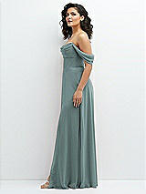 Side View Thumbnail - Icelandic Chiffon Corset Maxi Dress with Removable Off-the-Shoulder Swags