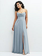 Alt View 1 Thumbnail - Mist Chiffon Corset Maxi Dress with Removable Off-the-Shoulder Swags