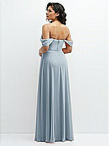 Rear View Thumbnail - Mist Chiffon Corset Maxi Dress with Removable Off-the-Shoulder Swags
