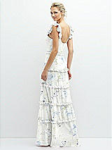 Rear View Thumbnail - Bleu Garden Tiered Chiffon Maxi A-line Dress with Convertible Ruffle Straps