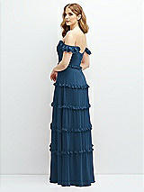 Alt View 3 Thumbnail - Dusk Blue Tiered Chiffon Maxi A-line Dress with Convertible Ruffle Straps