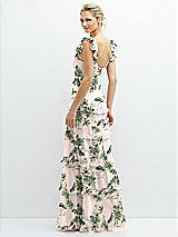 Rear View Thumbnail - Palm Beach Print Tiered Chiffon Maxi A-line Dress with Convertible Ruffle Straps