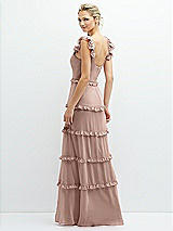 Rear View Thumbnail - Neu Nude Tiered Chiffon Maxi A-line Dress with Convertible Ruffle Straps