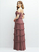 Alt View 3 Thumbnail - Rosewood Tiered Chiffon Maxi A-line Dress with Convertible Ruffle Straps