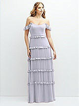 Alt View 1 Thumbnail - Silver Dove Tiered Chiffon Maxi A-line Dress with Convertible Ruffle Straps
