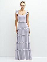 Front View Thumbnail - Silver Dove Tiered Chiffon Maxi A-line Dress with Convertible Ruffle Straps
