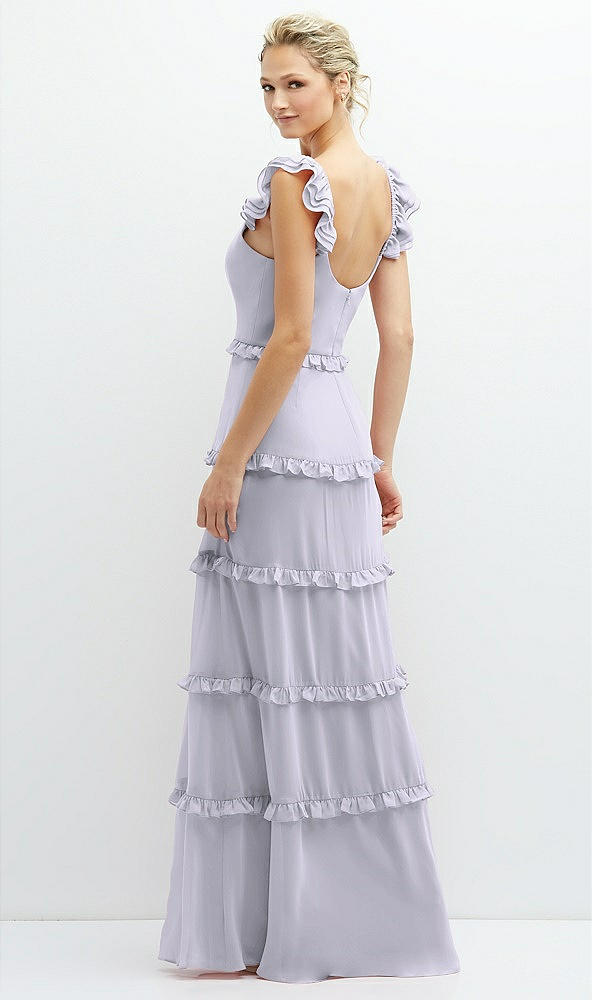Back View - Silver Dove Tiered Chiffon Maxi A-line Dress with Convertible Ruffle Straps